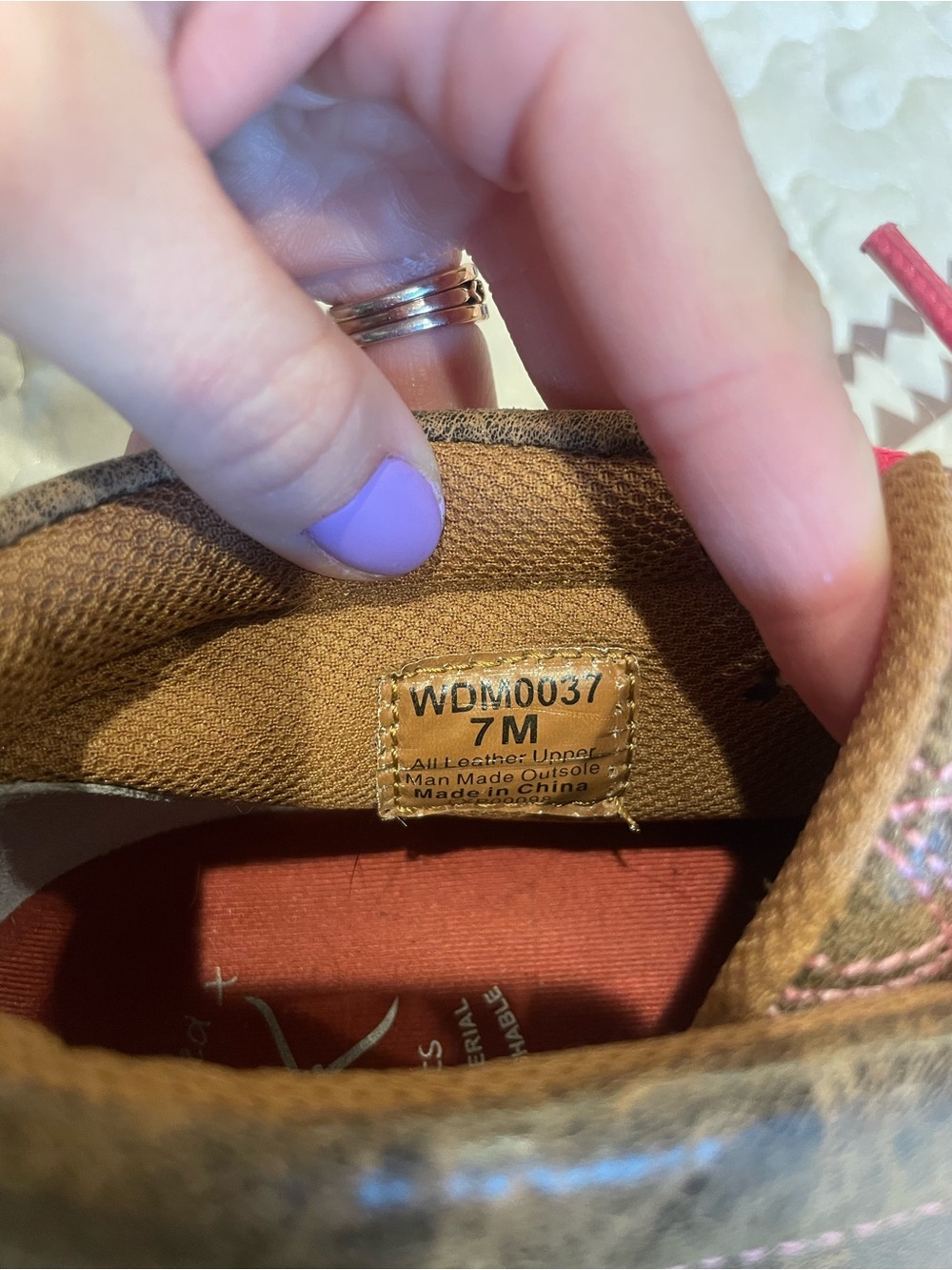 Twisted X Brown Leather Moccasins with Pink Accents - Picture 3 of 4